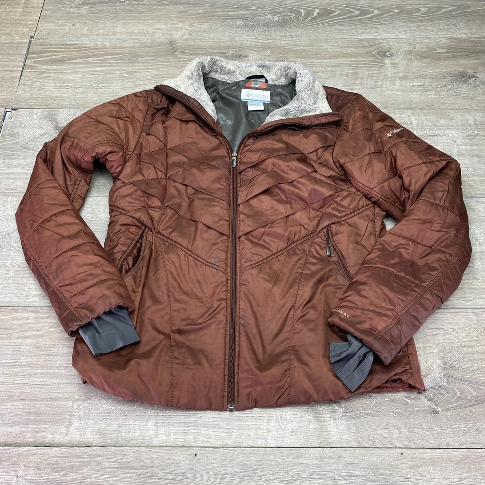 Columbia‎ Jacket Womens XL Brown Omni-Heat Interchange Puffer Winter Coat